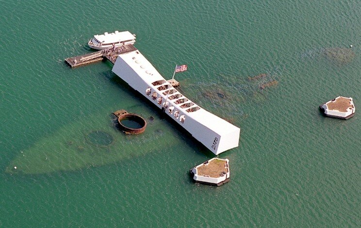 The U.S.S. Arizona memorial at Pearl Harbor, Hawaii.
